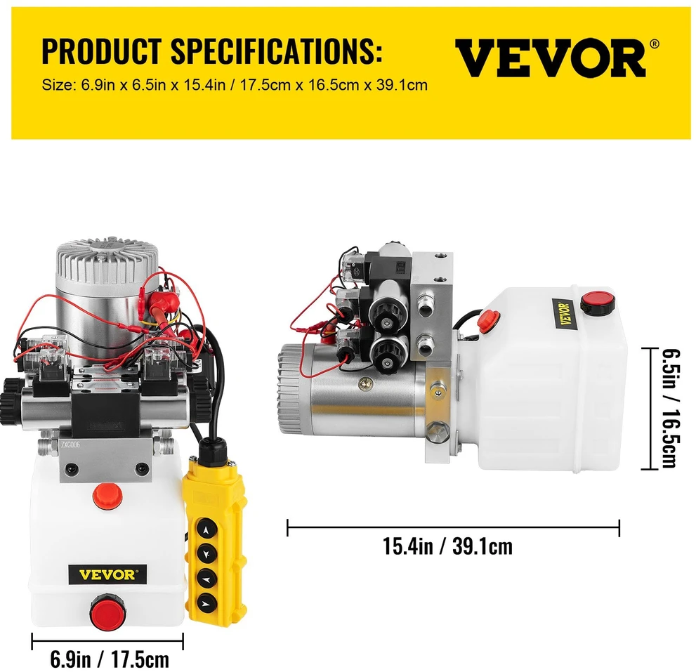 VEVOR 12V 4,5L dviveiksmis hidraulinis agregatas