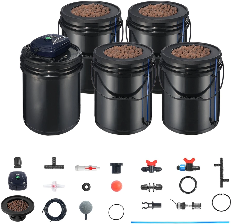 VEVOR Hydroponinis RDWC sistema su 4 kibirais
