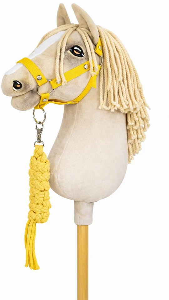 Super Hobby Horse Raitelio žirgo komplektas vaikams su pavadėliu, geltonas