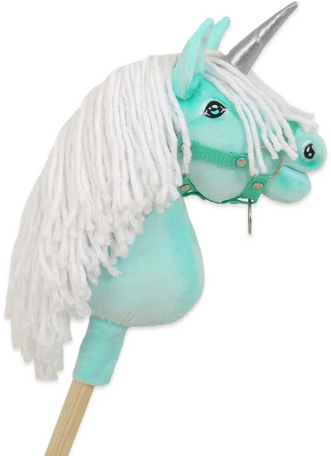 Hobby Horse vienaragis ant lazdos mėtinės spalvos su balta karčiene