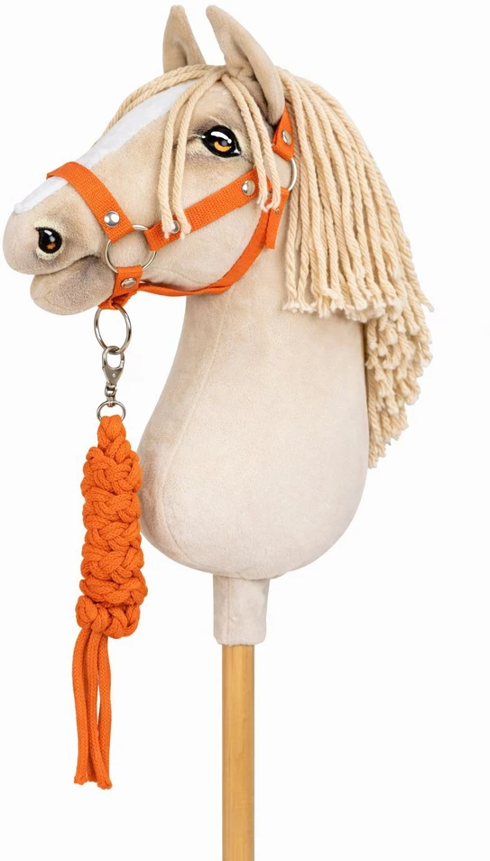 Super Hobby Horse Raitelio žirgo komplektas vaikams su pavadėliu, oranžinis