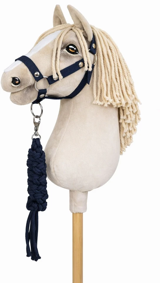 Super Hobby Horse Raitelio žirgelio komplektas vaikams su pavadžiu, tamsiai mėlynas