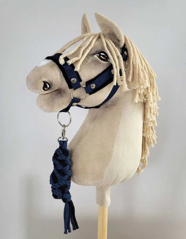 Super Hobby Horse Hobio žirgo kantaras ir pavadis – juoda ir tamsiai mėlyna