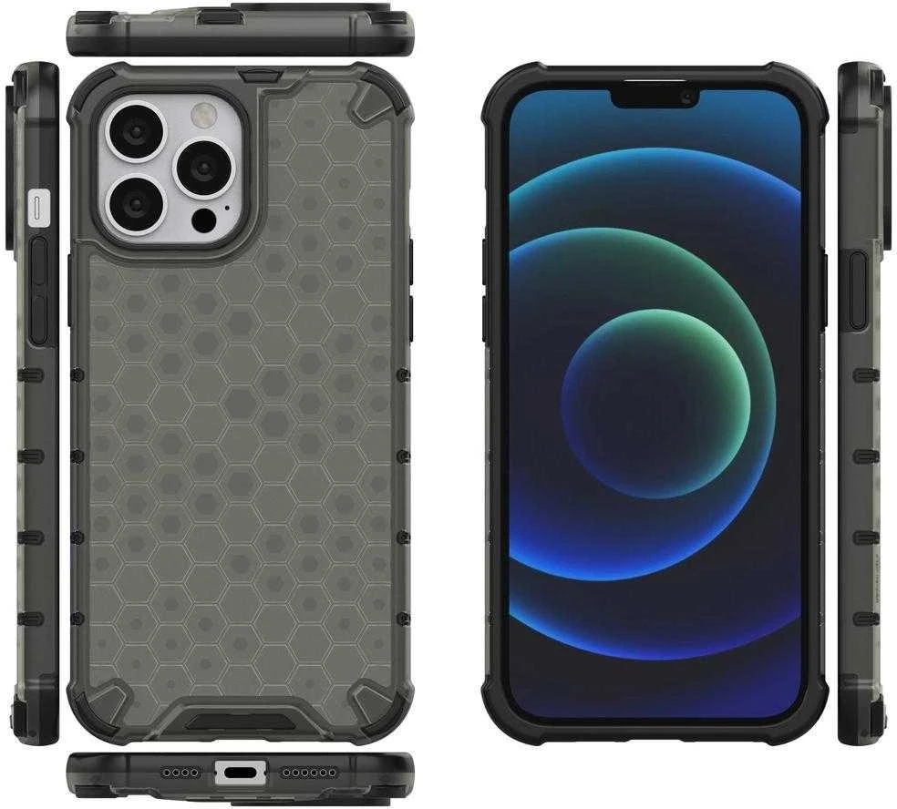 Hurtel Honeycomb dėklas skirtas iPhone 13 Pro Max, juodas