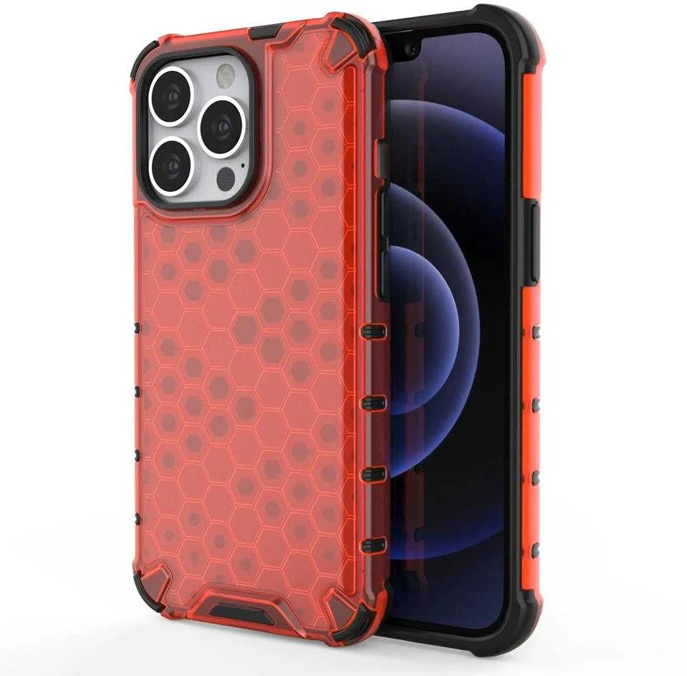 Hurtel Honeycomb dėklas skirtas iPhone 13 Pro, raudonas