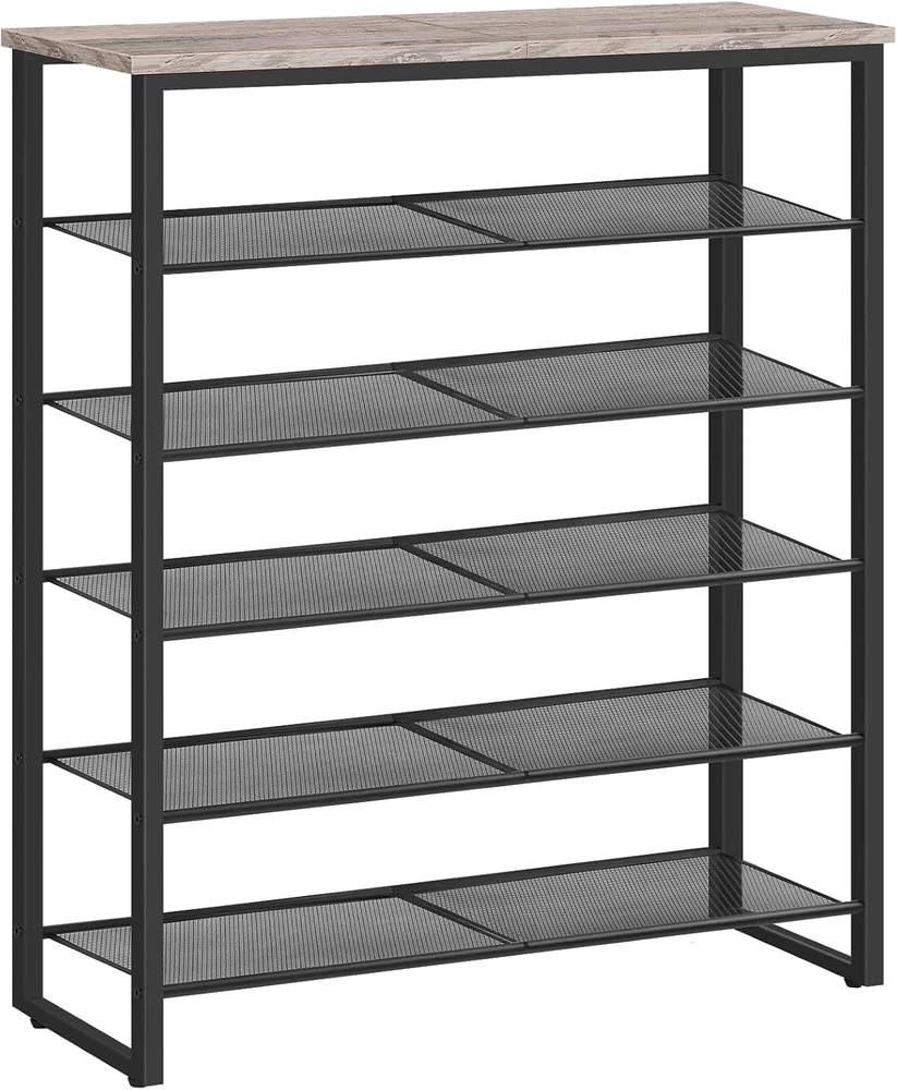 HOOBRO batų lentyna su 6 lygiais, metalinė ir medžio drožlių plokštės konstrukcija, 74,9x28,4x91,9 cm, BG67XJ01G1