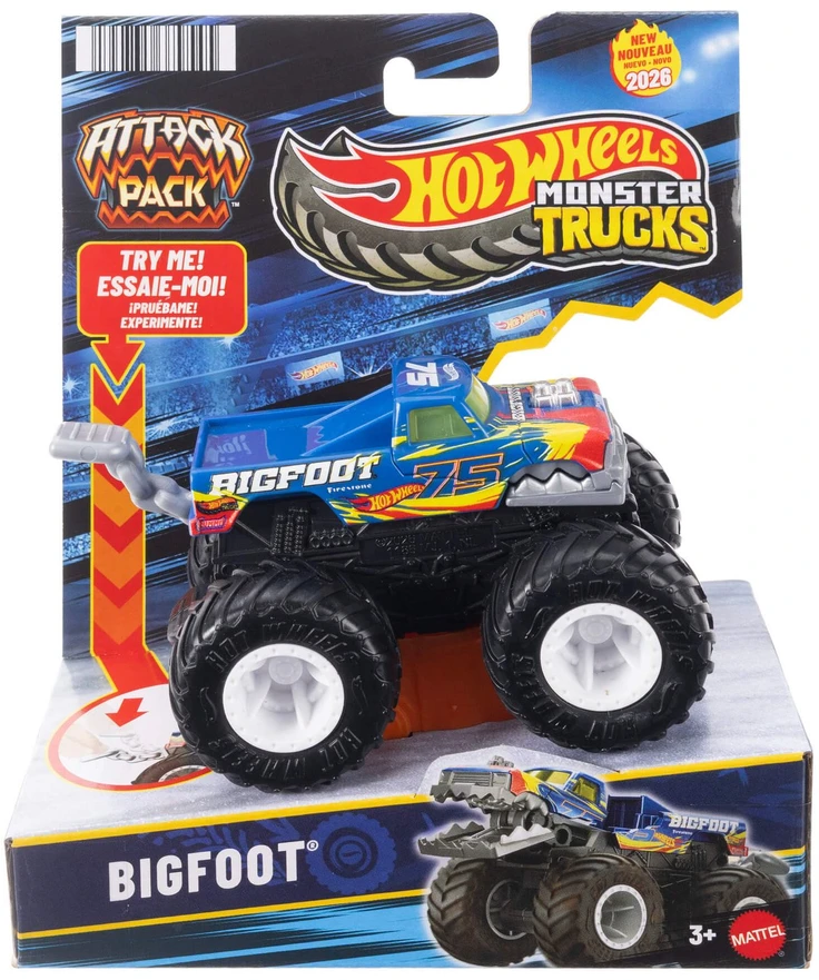 Mattel „Hot Wheels Monster Trucks Attack Pack“ džipas su atakos funkcija (atsitiktinis modelis)