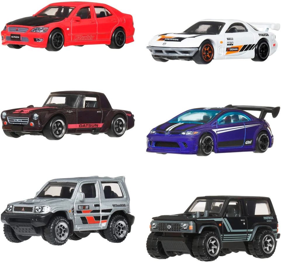 Mattel HOT WHEELS šešių japoniškų automodeliukų rinkinys (JLB23)