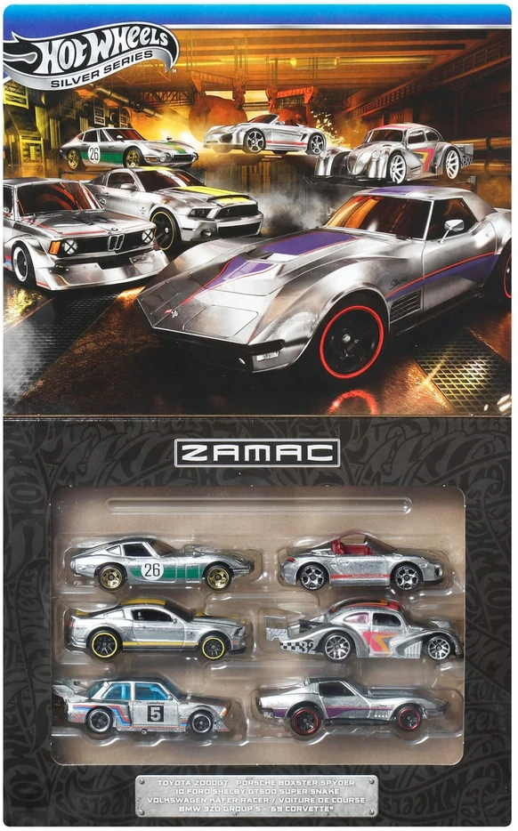 Mattel Hot Wheels Sidabrinis Series ZAMAC automodeliukai, 6 vnt.