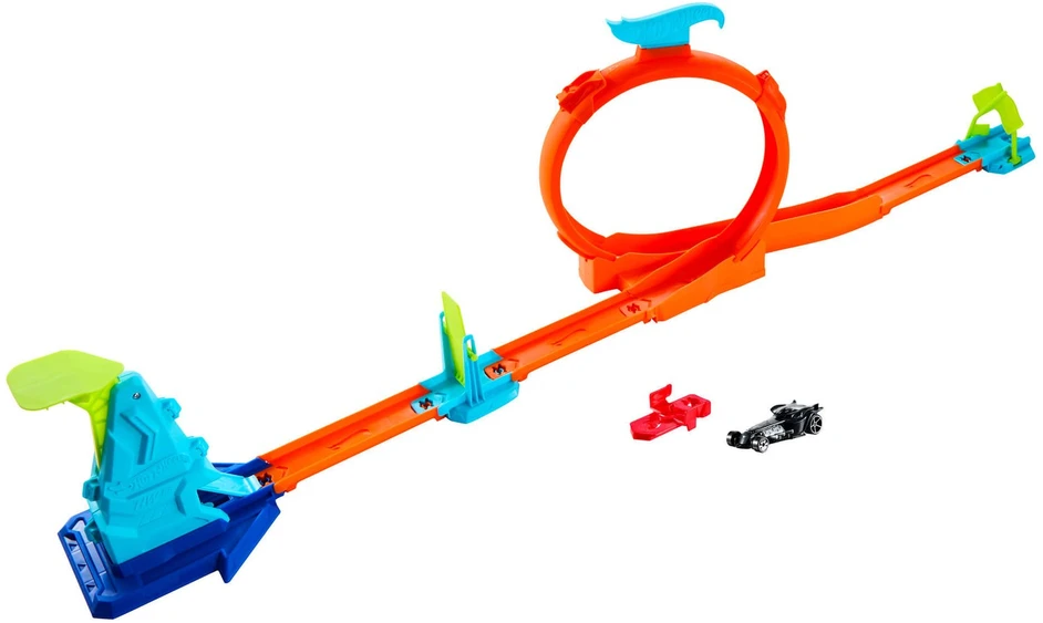 Mattel Hot Wheels Stunt Tracks triukų trasa su kilpa arba šuoliu (atsitiktinis rinkinys)