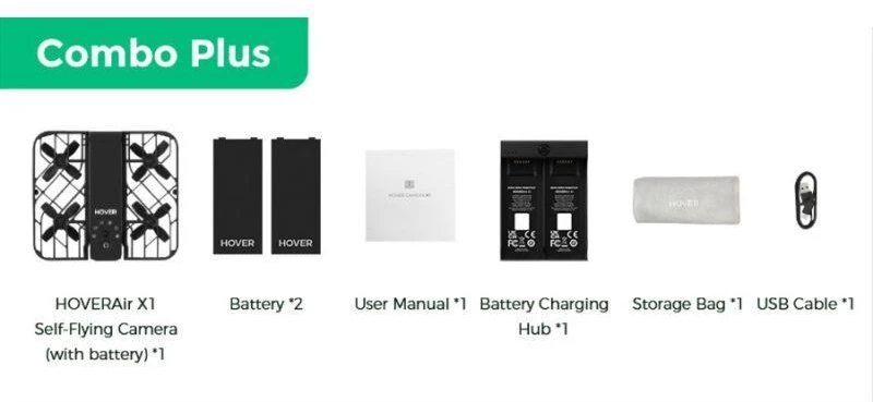 HoverAir X1 Drone - Combo Plus Retail - Juodas