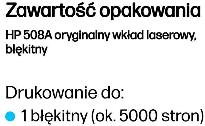 „Hewlett Packard“ (HP) „HP 508A Cyan LJ Toneris Cartridge“, CF361A
