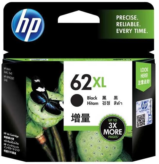Hewlett Packard (HP) HP 62XL ink cartridge, juodas