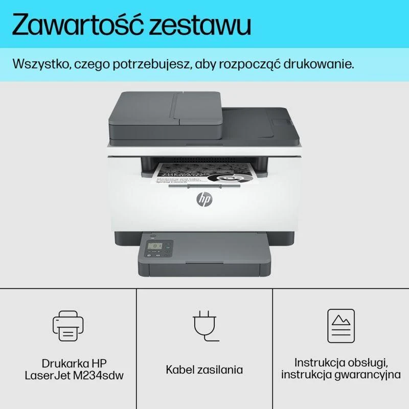 Daugiafunkcis lazerinis spausdintuvas HP LaserJet MFP M234sdw, spausdinimas / kopijavimas / skenavimas, nespalvotas, A4, 29 ppm, automatinis dvipusis, USB / LAN / Wi-Fi