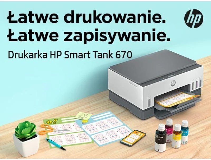 Daugiafunkcis rašalinis spausdintuvas HP Smart Tank 670, spausdinimas / kopijavimas / skenavimas, spalvotas, A4, papildoma rašalo talpykla, automatinis dvipusis, Wi-Fi