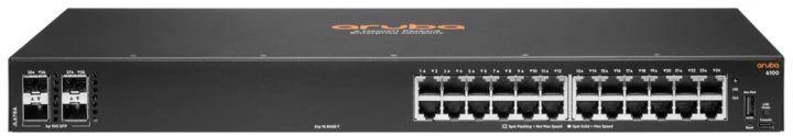 Šakotuvas HPE Aruba Networking 6100 24G 4SFP+ valdomas L3 Gigabit Ethernet (10/100/1000) komutatorius, 1U, juodas