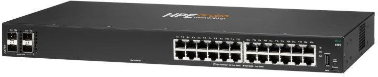 Šakotuvas HPE Aruba Networking 6100 24G 4SFP+ valdomas L3 Gigabit Ethernet (10/100/1000) komutatorius, 1U, juodas