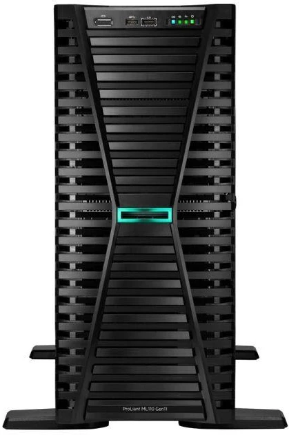 HPE ProLiant ML110 Gen11 serveris, Intel Xeon-B 3508U 8 branduolių (2,10 GHz, 22,50 MB), 32 GB (1 x 32 GB), 2 x 2 TB, 4 x LFF žemo profilio SATA, 2 x 1000 W
