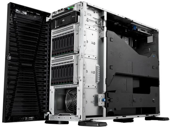 HPE ProLiant ML110 Gen11 serveris, Intel Xeon-B 3508U 8 branduolių (2,10 GHz, 22,50 MB), 32 GB (1 x 32 GB), 2 x 2 TB, 4 x LFF žemo profilio SATA, 2 x 1000 W