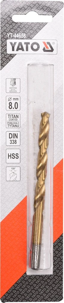 Yato HSS-TIN spiralinis grąžtas, 8 mm (YT-44658)