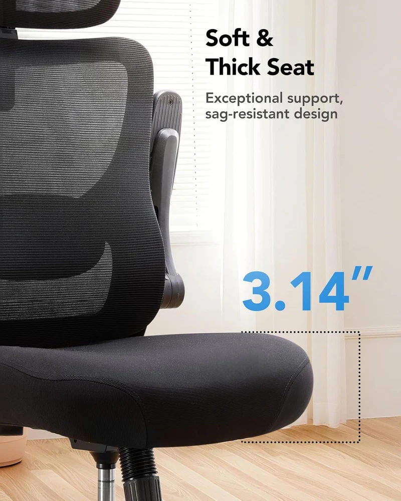 HUANUO ergonominė biuro kėdė su reguliuojama juosmens atrama, galvos atlošu ir 3D porankiais MSOC10B-US