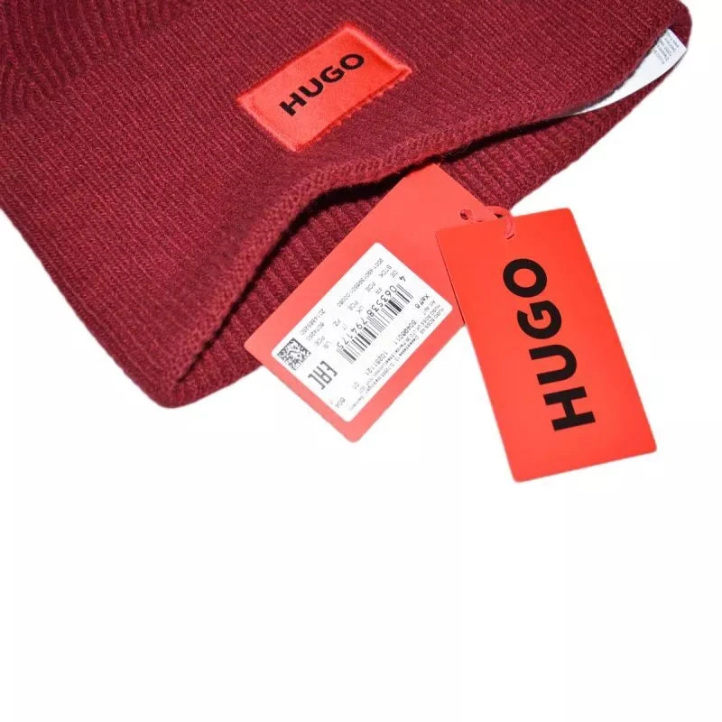 Hugo Boss Raudona vilnonė žieminė kepurė - 50496011-604