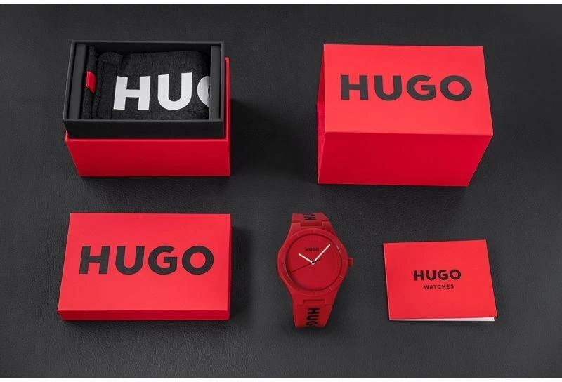 Hugo Boss HUGO Lit Raudonas Vyriškas Laikrodis 1530346 + Dėžutė