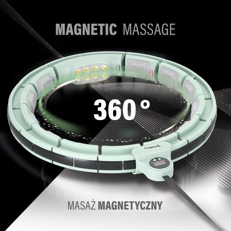 HHM13 HULA HOOP Žalias MAGNETINIS SU SVORIU + SKAITIKLIS HMS