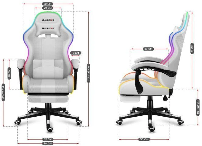 Žaidimų kėdė Huzaro Force 4.7 RGB, Baltos spalvos