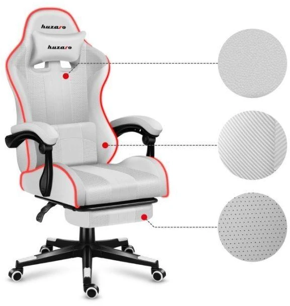 Žaidimų kėdė Huzaro Force 4.7 RGB, Baltos spalvos