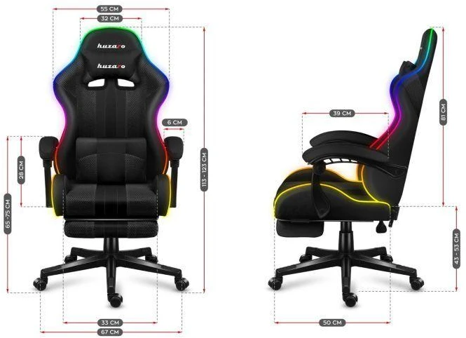 Žaidimų kėdė Huzaro Force 4.7 RGB, Juoda