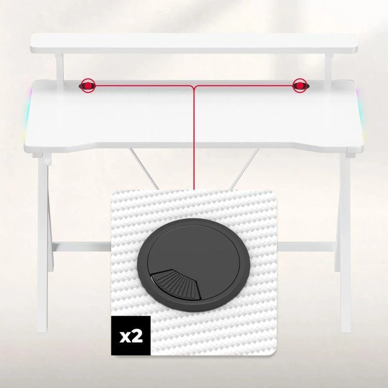 Huzaro Hero 1.9 RGB Baltas Gaming Desk