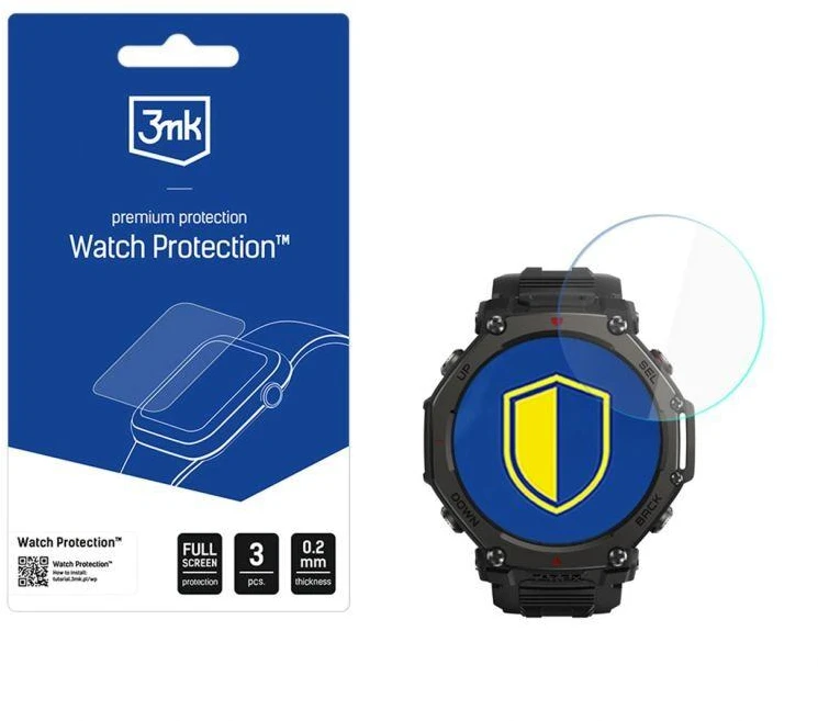 3Mk apsauginis hibridinis stiklas išmaniojo laikrodžio ekranui. 3mk apsauginis „FlexibleGlass“ skirtas „Amazfit T-Rex 3 Pro 44mm“.
