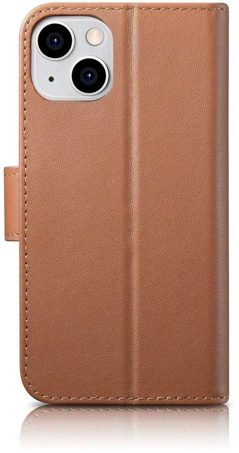 iCarer Wallet 2in1 Apple iPhone 14 Plus Anti-RFID Leather atverčiamas dėklas telefonui rudos spalvos (WMI14220727-BN)