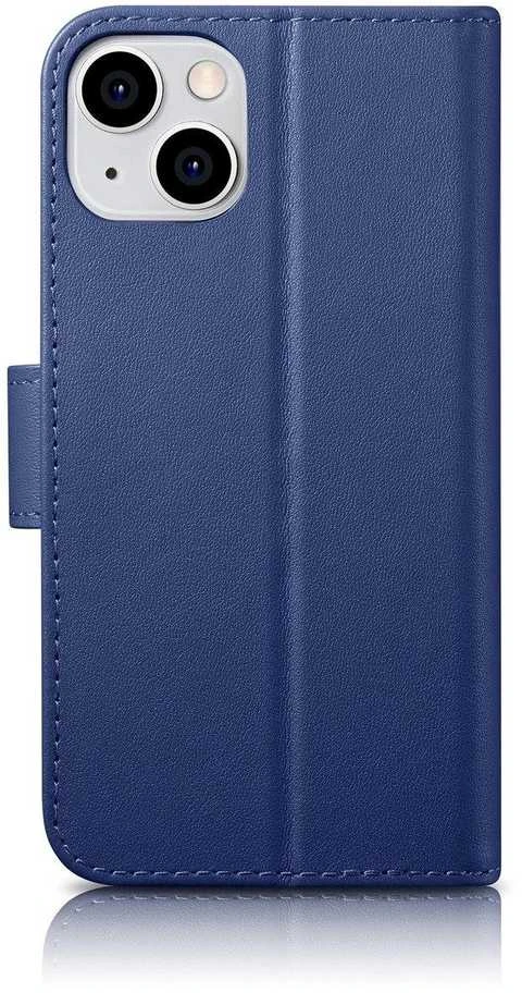 iCarer Wallet 2in1 Apple iPhone 14 Plus Anti-RFID Leather atverčiamas dėklas telefonui mėlynos spalvos (WMI14220727-BU)