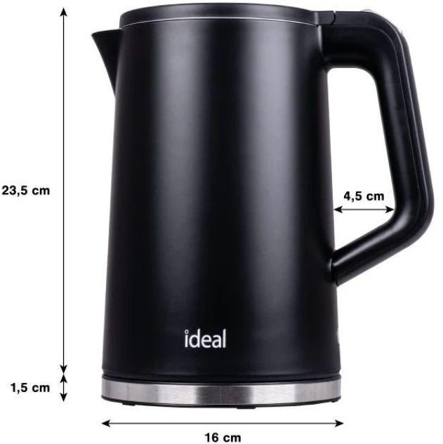 IDEAL Virdulys 1.7 l, steel body, power 1500 W, juodas