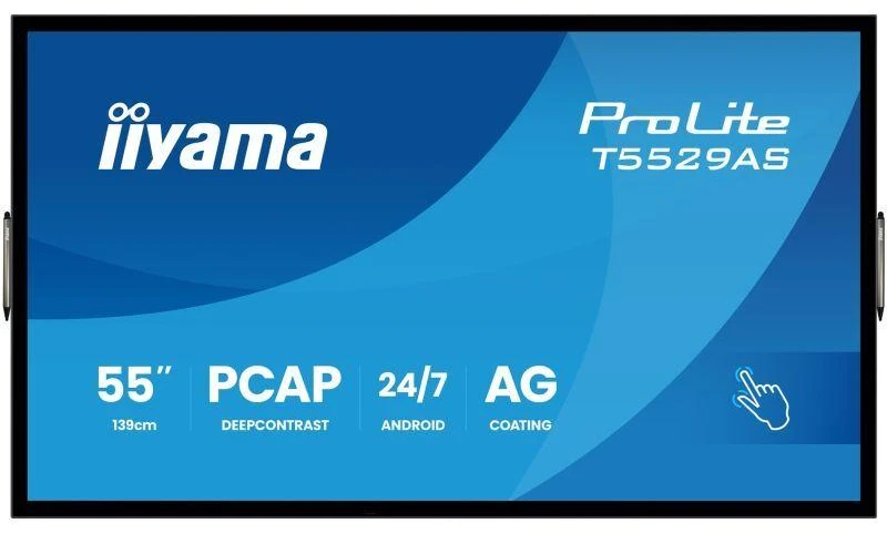 „Iiyama“ 55 colių „viskas viename“ monitorius su „Android 14“ operacine sistema, 20 taškų jutikliniu ekranu, 3840 x 2160 raiška, 4K UHD raiška, apsauga nuo akinimo, garsiakalbiai, 2 HDMI + USB-C (DP-Alt), 450 cd/m² / 4 GB RAM / 32 GB atminties, RS232C, 2 USB 2.0, LAN, WIFI, veikimas visą parąiiSignage2