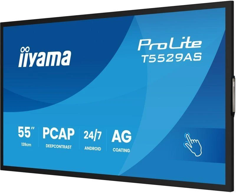 „Iiyama“ 55 colių „viskas viename“ monitorius su „Android 14“ operacine sistema, 20 taškų jutikliniu ekranu, 3840 x 2160 raiška, 4K UHD raiška, apsauga nuo akinimo, garsiakalbiai, 2 HDMI + USB-C (DP-Alt), 450 cd/m² / 4 GB RAM / 32 GB atminties, RS232C, 2 USB 2.0, LAN, WIFI, veikimas visą parąiiSignage2