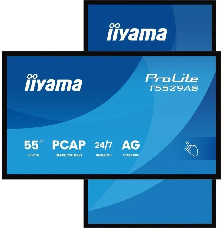 „Iiyama“ 55 colių „viskas viename“ monitorius su „Android 14“ operacine sistema, 20 taškų jutikliniu ekranu, 3840 x 2160 raiška, 4K UHD raiška, apsauga nuo akinimo, garsiakalbiai, 2 HDMI + USB-C (DP-Alt), 450 cd/m² / 4 GB RAM / 32 GB atminties, RS232C, 2 USB 2.0, LAN, WIFI, veikimas visą parąiiSignage2