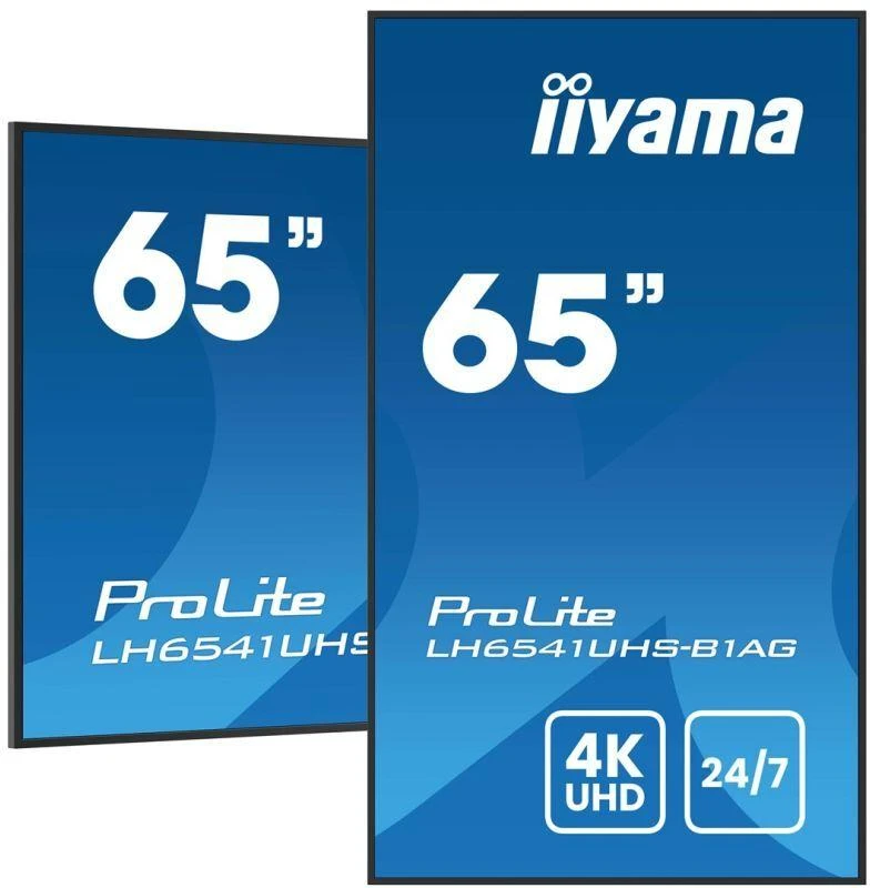 Monitorius IIYAMA LH6541UHS-B1AG | 65" 3840x2160 4K UHD | IPS panelė, 1 ms | garsiakalbiai 2 x 10 W | 3 x HDMI