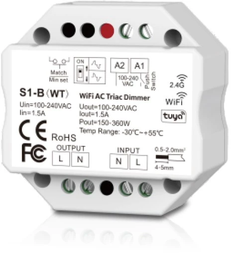 Iki 330W WiFi & RF AC TRIAC valdiklis, veikia per WIFI ir TUYA