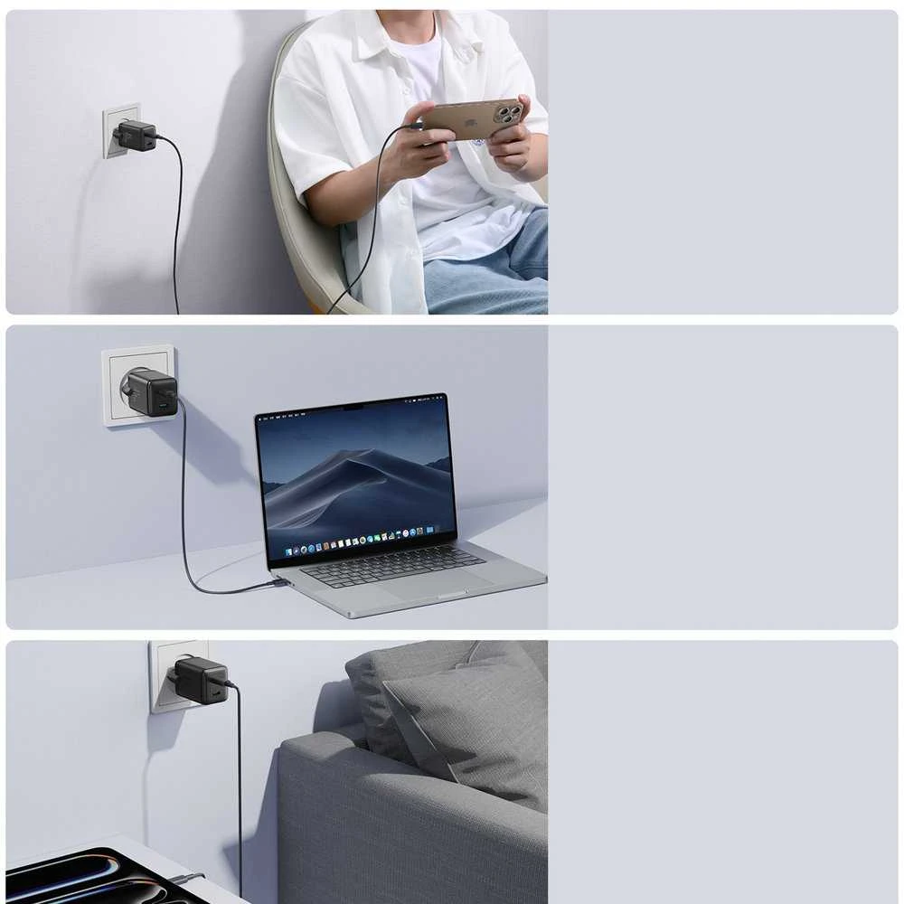 Laidinis įkroviklis Joyroom JR-TCG17 45W 2 x- USB-C (wtyczka EU) – juodos spalvos
