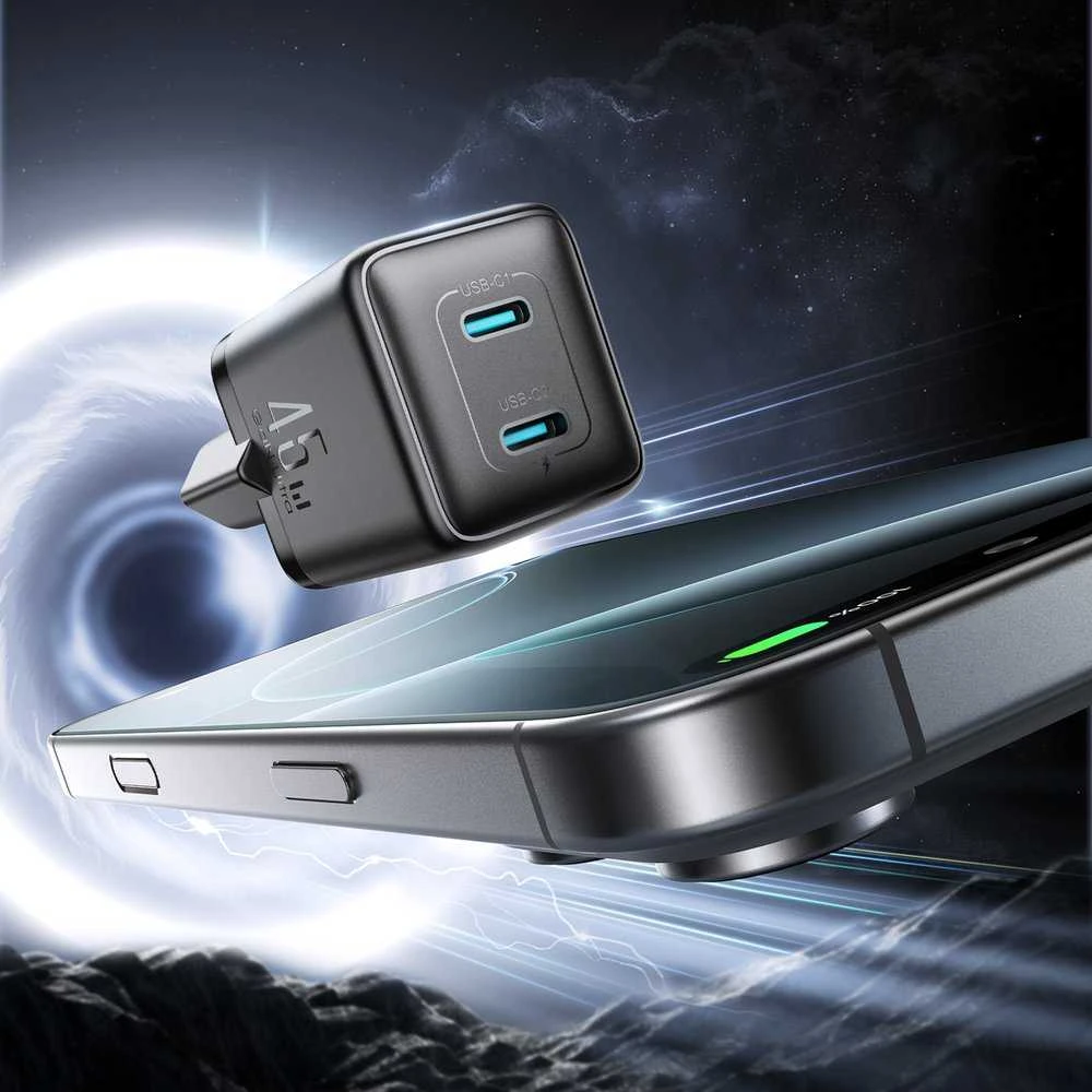 Laidinis įkroviklis Joyroom JR-TCG17 45W 2 x- USB-C (wtyczka EU) – juodos spalvos