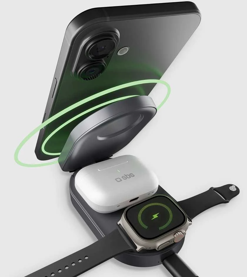 SBS 3 viename sulankstoma belaidė įkrovimo stotelė QI2 MFI - skirta iPhone - Juodas
