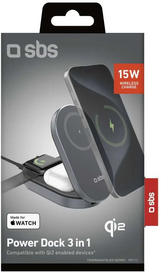 SBS 3 viename sulankstoma belaidė įkrovimo stotelė QI2 MFI - skirta iPhone - Juodas