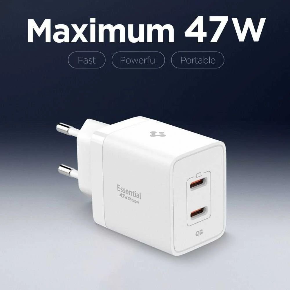 Įkroviklis Spigen Essential 47W Wall Charger EE472EU, baltas