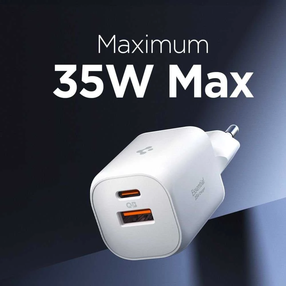 Įkroviklis Spigen Essential 35W Wall Charger EE352EU, baltas