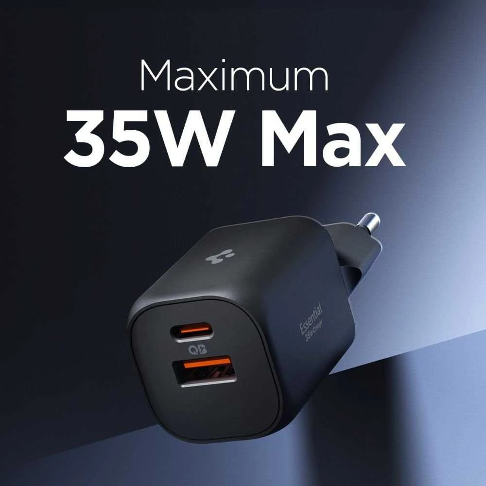 Įkroviklis Spigen Essential 35W Wall Charger EE352EU, juodas