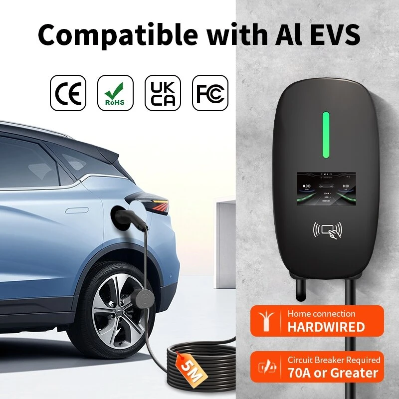 Įkrovimo stotelė 7kW su programėle ir - type 2 laidu 5m ilgio
