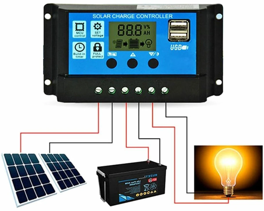 50-295# Oem Saulės Baterijų Valdiklis 12/24V 30A 2x USB